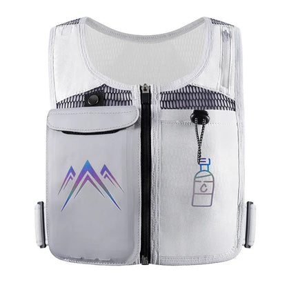 Sports running vest with mesh fabric and mobile phone pocket in black or grey colours
