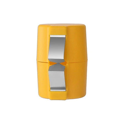Premium egg cracker and separator made of stainless steel and plastic, available in various colors, used for effortless egg preparation in the kitchen