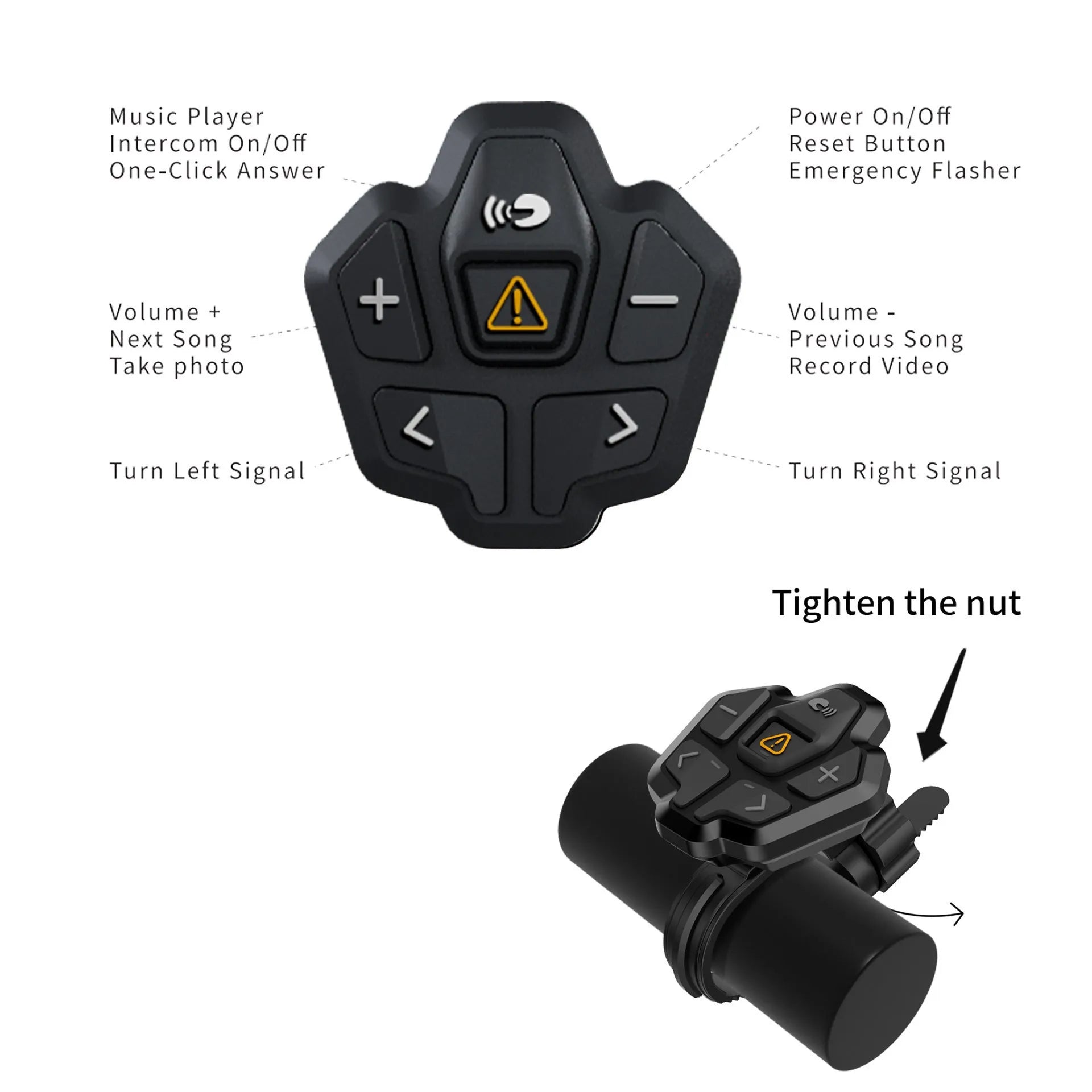 Black and grey adult cycling helmet with integrated Bluetooth warning light on the rear.