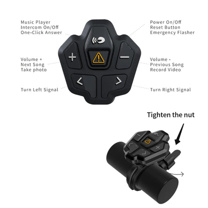 Black and grey adult cycling helmet with integrated Bluetooth warning light on the rear.