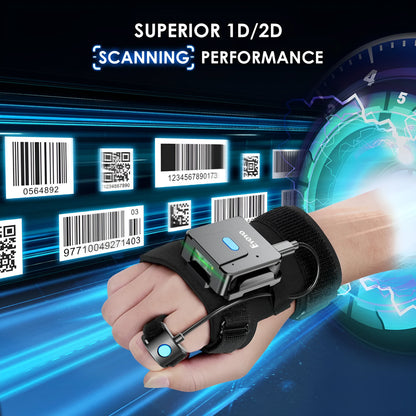 Portable wrist-mounted Bluetooth barcode scanner glove for two-dimensional code reading