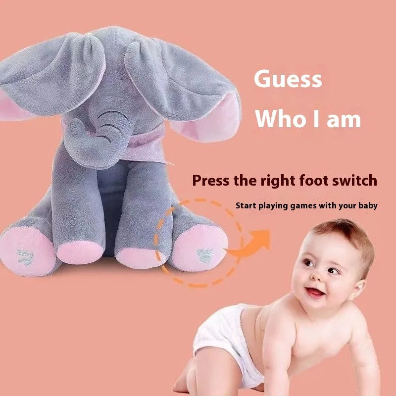 Singing plush elephant toy in blue or pink with music and sound, English battery version, single doll