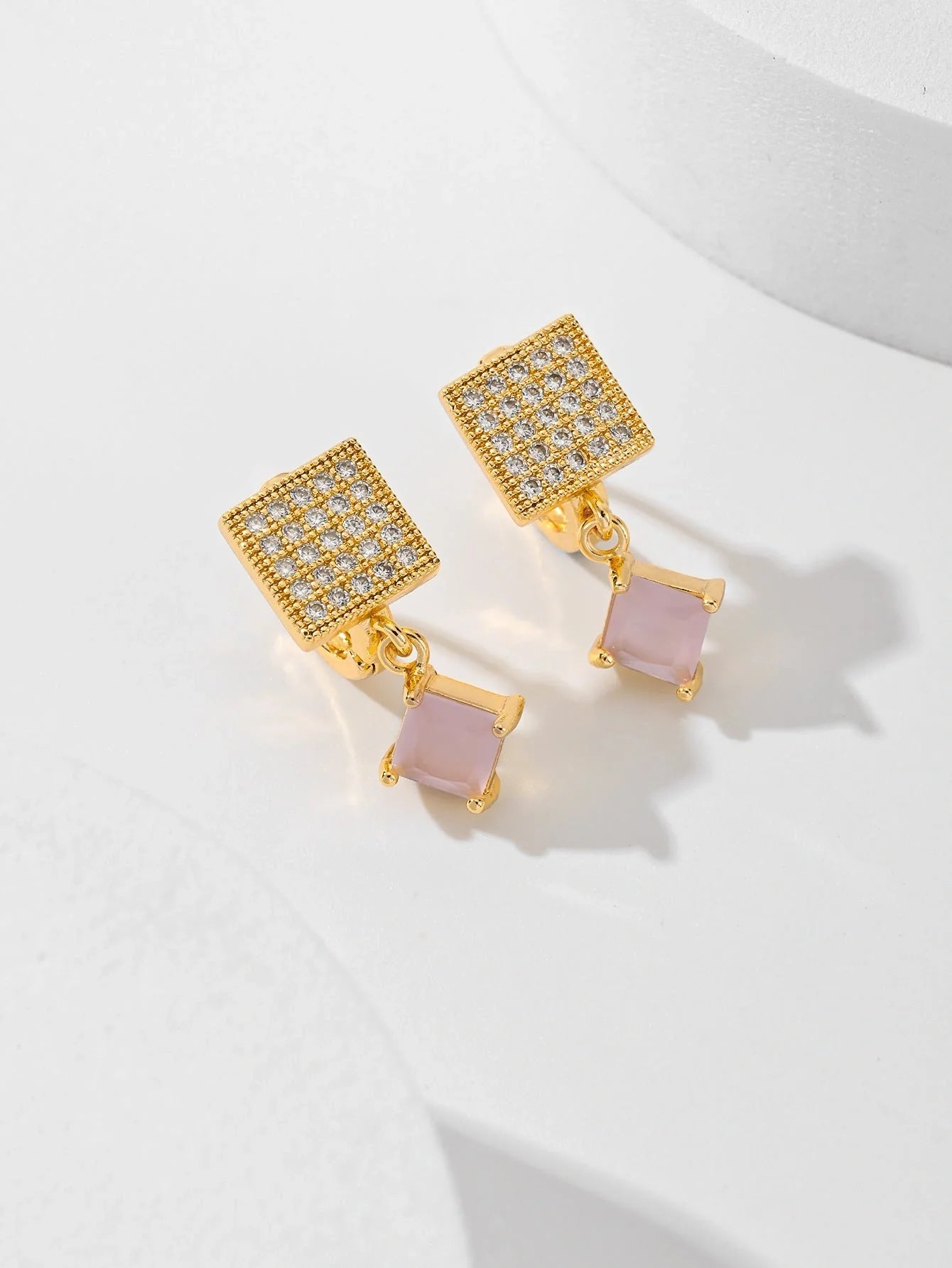 Square fashion zircon earrings in various colours, perfect for women's accessories