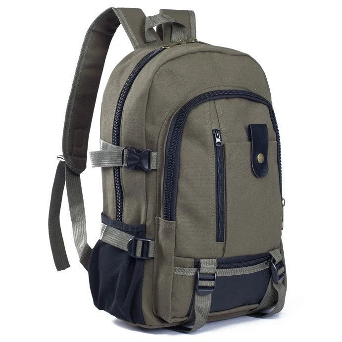 Stylish men's canvas backpack with zipper, perfect for students and professionals