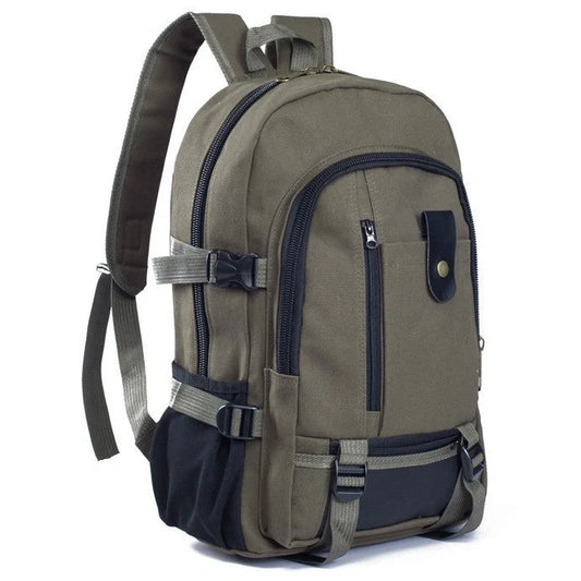 Stylish men's canvas backpack with zipper, perfect for students and professionals