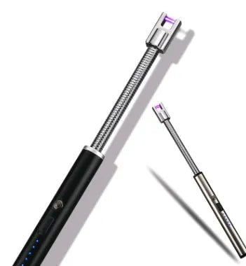 Rechargeable windproof electric lighter, 255mm zinc alloy PVD ice plated, USB charging, 360 rotation, multiple colours
