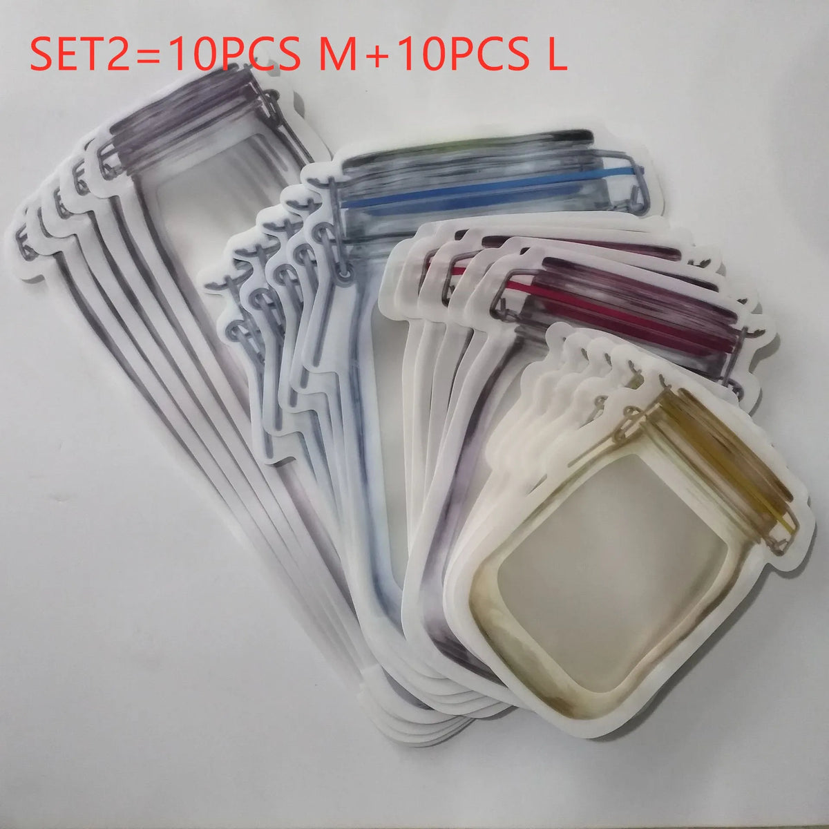 Red reusable self-sealing plastic bag for snacks with zipper closure, shown with biscuits.