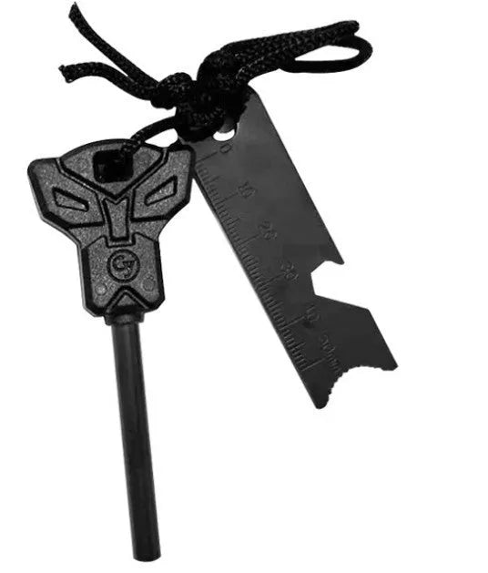 Outdoor Survival Large Solid Flint Multifunctional Fire Rod - Black