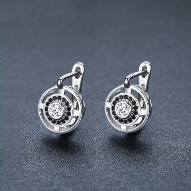 Luxury zircon studded copper over earrings for women, showcasing elegant design and sparkling zircon stones.