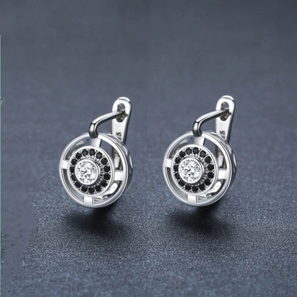 Luxury zircon studded copper over earrings for women, showcasing elegant design and sparkling zircon stones.