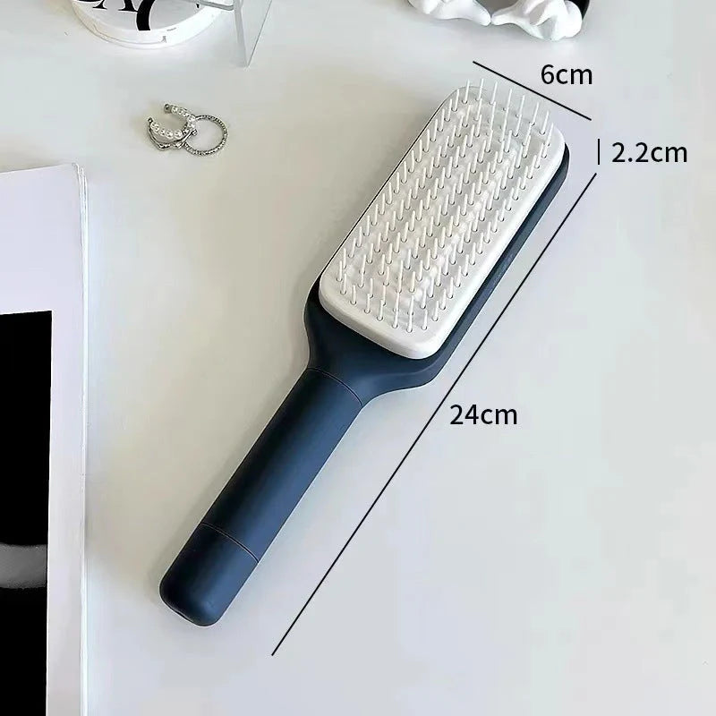 4 In 1 Self Cleaning Hair Brush with ergonomic handle and scalable rotate lifting feature