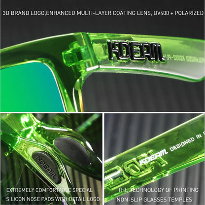 Square polarised sunglasses with TAC lenses and PC frames in multiple colour options.