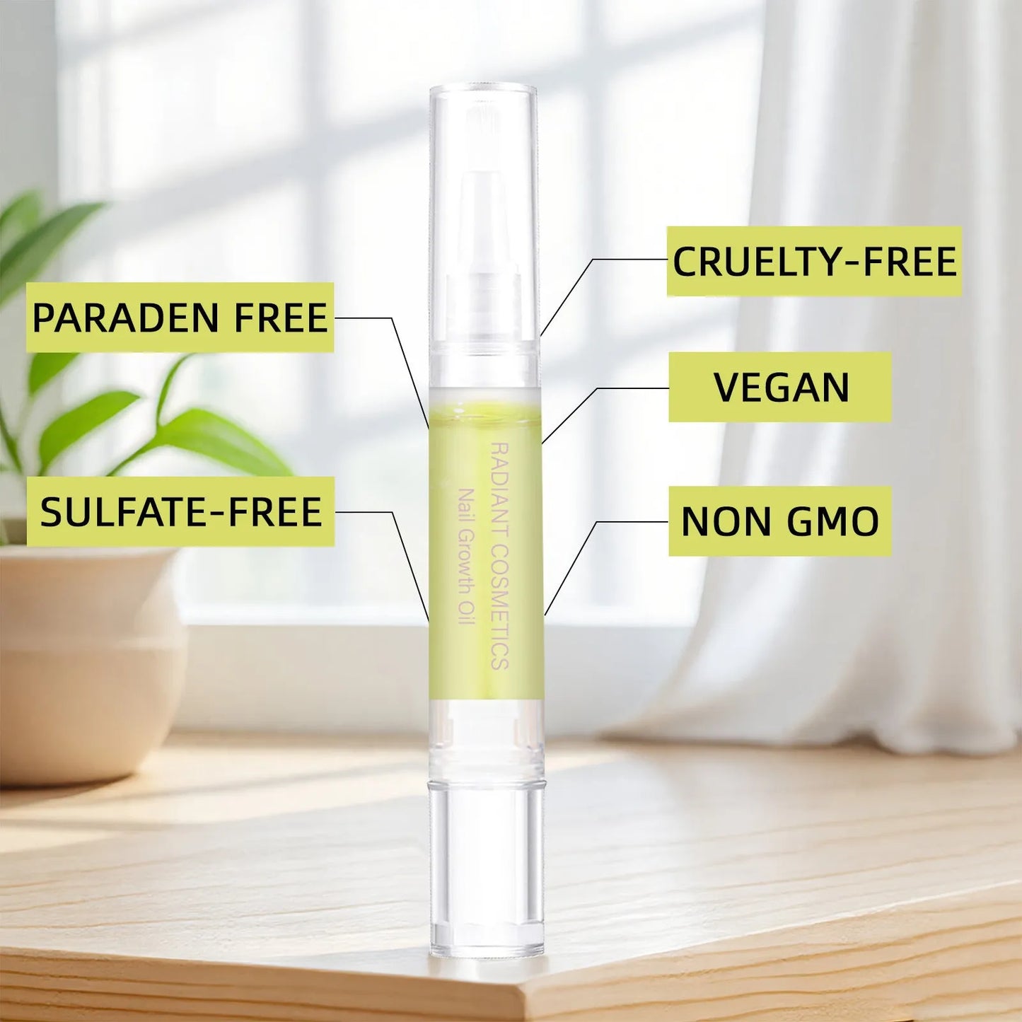 3ml bottle of nail growth and moisturising treatment oil for wash-free nail care.