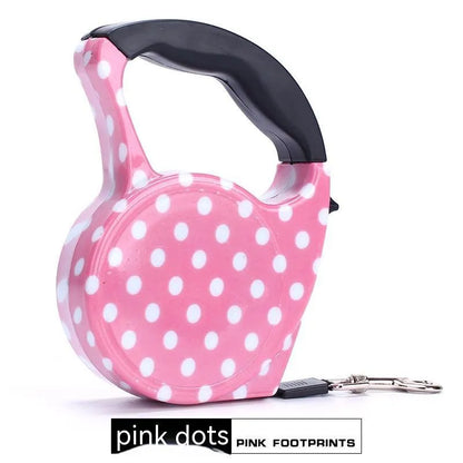 Automatic retractable dog leash, 5 m long, 1 cm wide, plastic, in a choice of printed designs