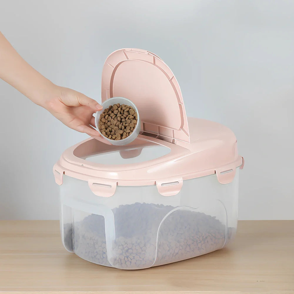 PP resin pet food storage bucket in matcha green, 2.5 litre capacity with airtight lid for dry kibble