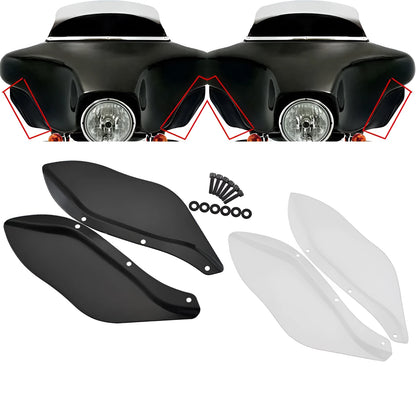 Pair of black ABS plastic side wing head covers for a Harley-Davidson Glide motorcycle.
