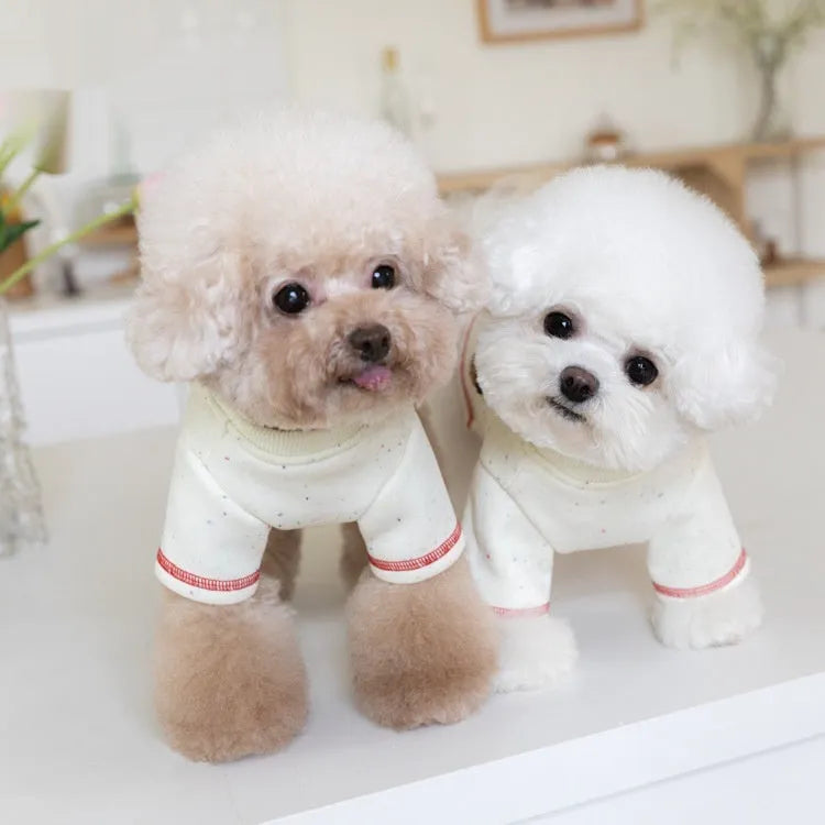 White brushed teddy pet hoodie for dogs and cats, sizes 2XS to 3XL, casual autumn winter homewear
