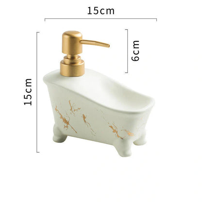 Ceramic hand sanitizer shower gel dispenser with marble pattern in white, green, and black