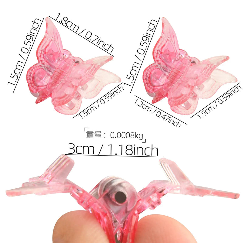 Glitter mini butterfly hair claw clips sparkly colourful hair accessories for girls women Y2K 90s cute small tiny clip in 14 assorted colours set of 50 glitter metal and plastic construction