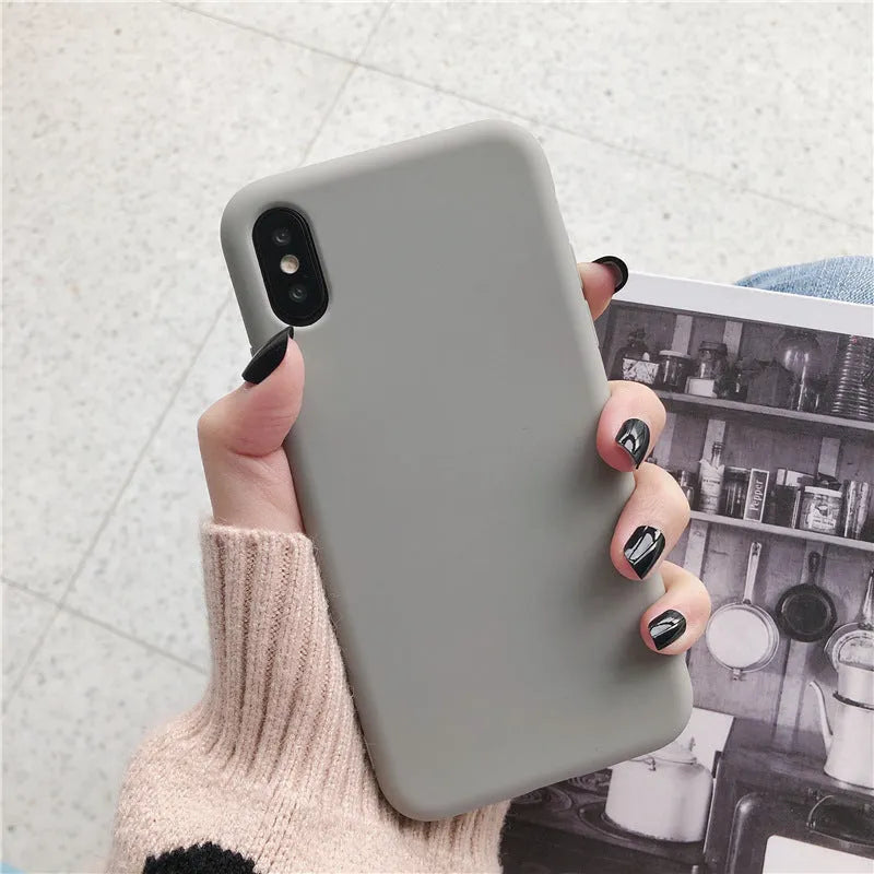 Silicone phone case for iPhone XR and XS Max in a selection of eight colours on a white background