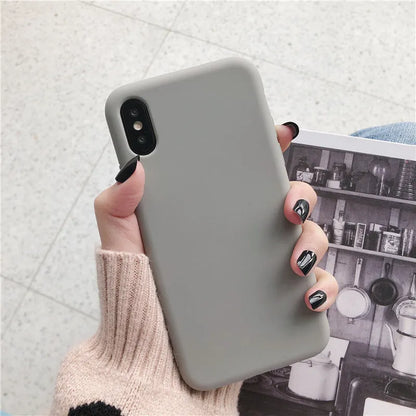 Silicone phone case for iPhone XR and XS Max in a selection of eight colours on a white background
