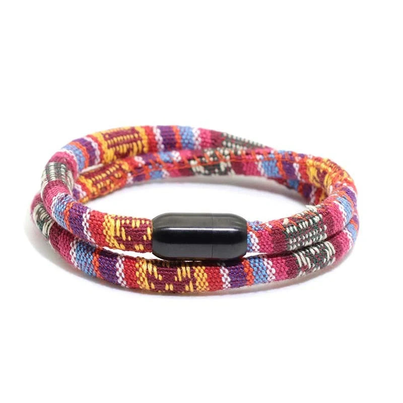Bohemian Men's Stainless Steel Magnet Charm Bracelet in various colours