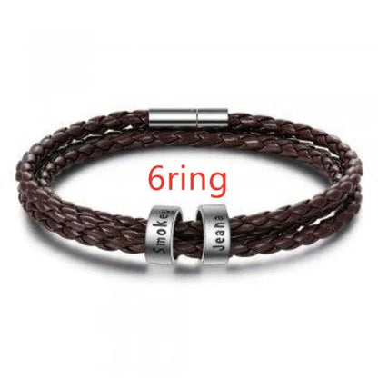 A personalized leather bracelet with engraved beads, a thoughtful gift for men