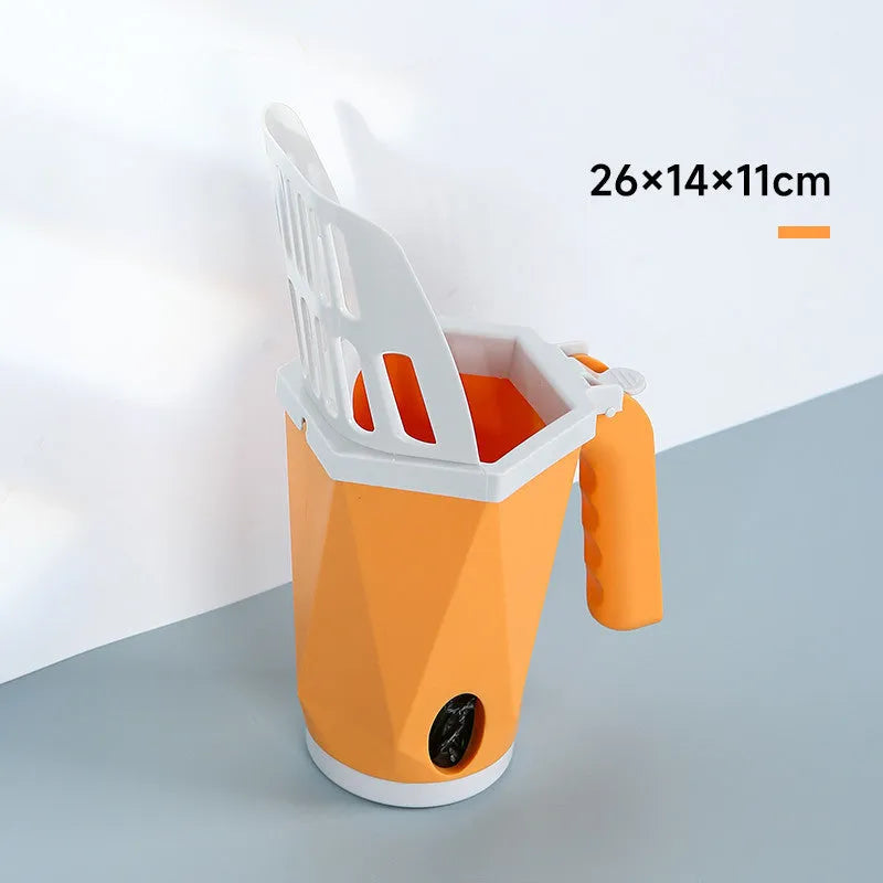 Large grey self-cleaning cat litter scoop with PP construction for pet waste removal