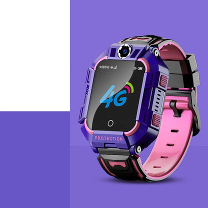 Green children's smartwatch phone with GPS on a silicone wristband, showing touchscreen and camera.