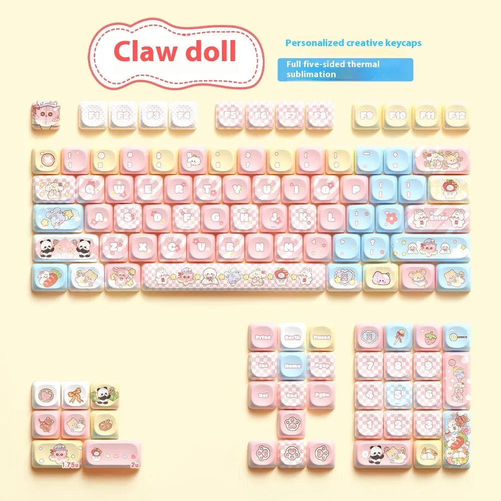 Doll anime character mechanical keyboard keycaps set with sublimation printing in colourful designs