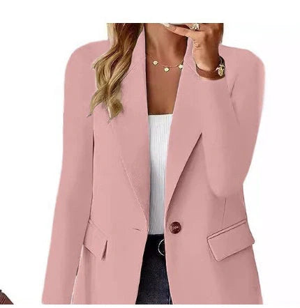 A stylish polyester cardigan jacket in a variety of solid colors, perfect for autumn wear.