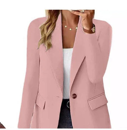 A stylish polyester cardigan jacket in a variety of solid colors, perfect for autumn wear.