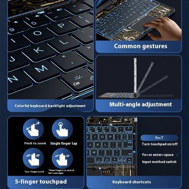 Transparent rotating keyboard case for iPad Air 5 with detachable Bluetooth keyboard open.