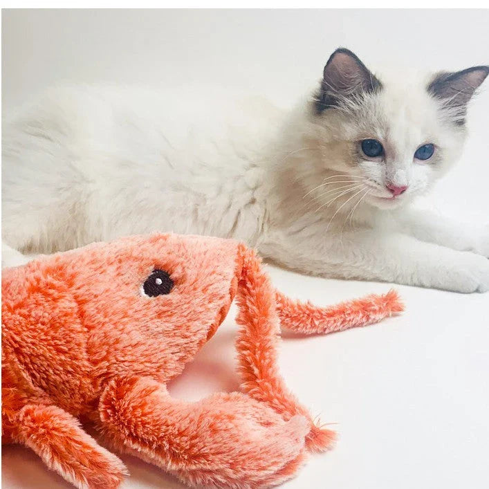 Energetic Leaping Lobster USB-powered pet toy with 3-mode swinging tail motion