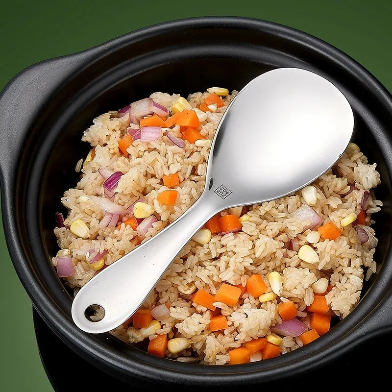304 stainless steel meal spoon with thick head and solid-colour burnished finish