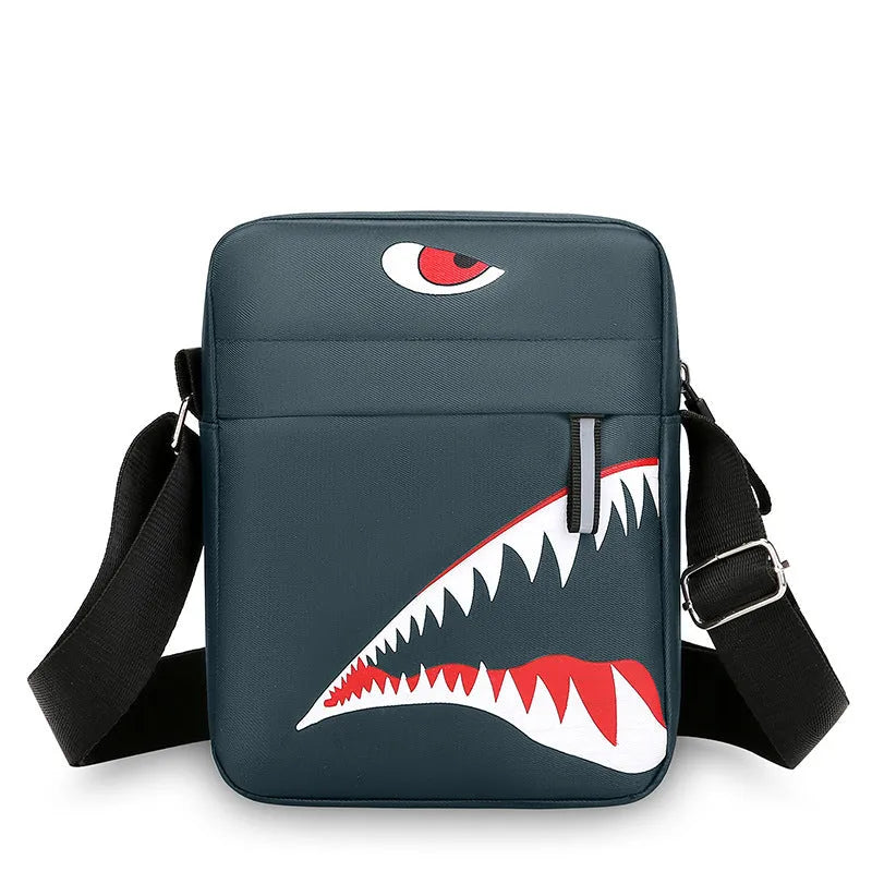 Men's small crossbody bag with animal print pattern in Oxford cloth material