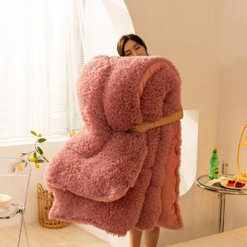 Winter quilt double sided velvet super soft long fleece mink crystal velvet thickened warm childrens and adult sizes available in six colours including duscha grey and meizi jade