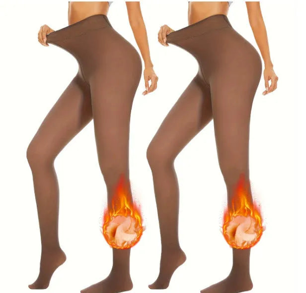Anti-snagging leggings with wool lining in black, coffee, and silver silk colour variations.