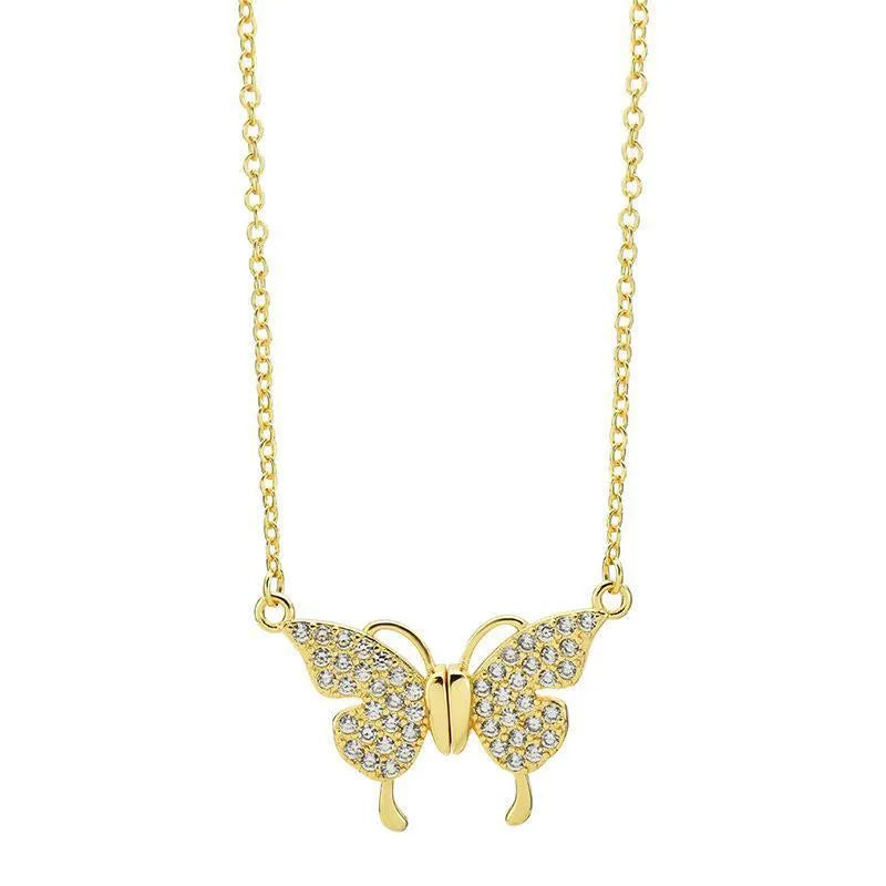 Close-up of a gold titanium steel twisted chain necklace with a magnetic butterfly clasp.