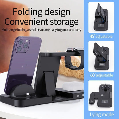 B-21 wireless charging station for mobile phone, smartwatch and headphones in black and white colour options.