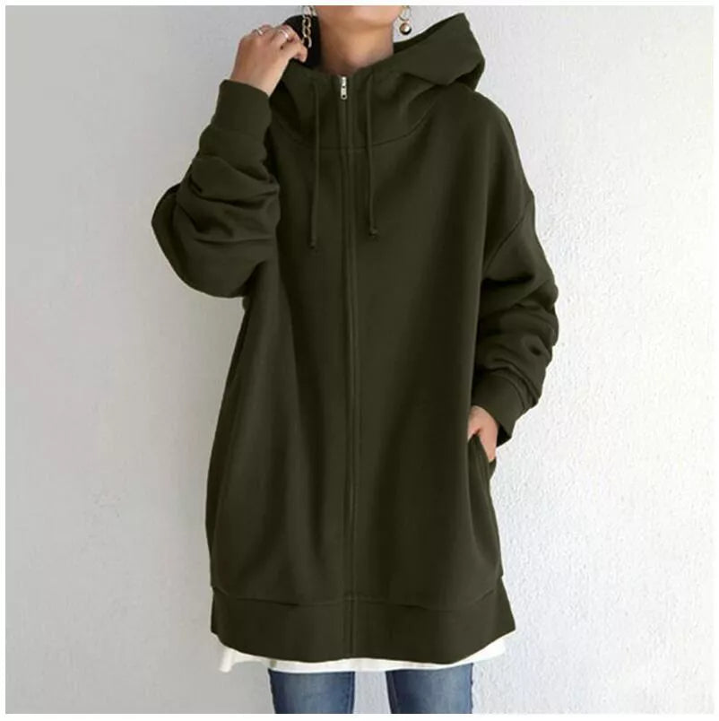 Women's full-zip fuzzy hoodie in various colours and sizes