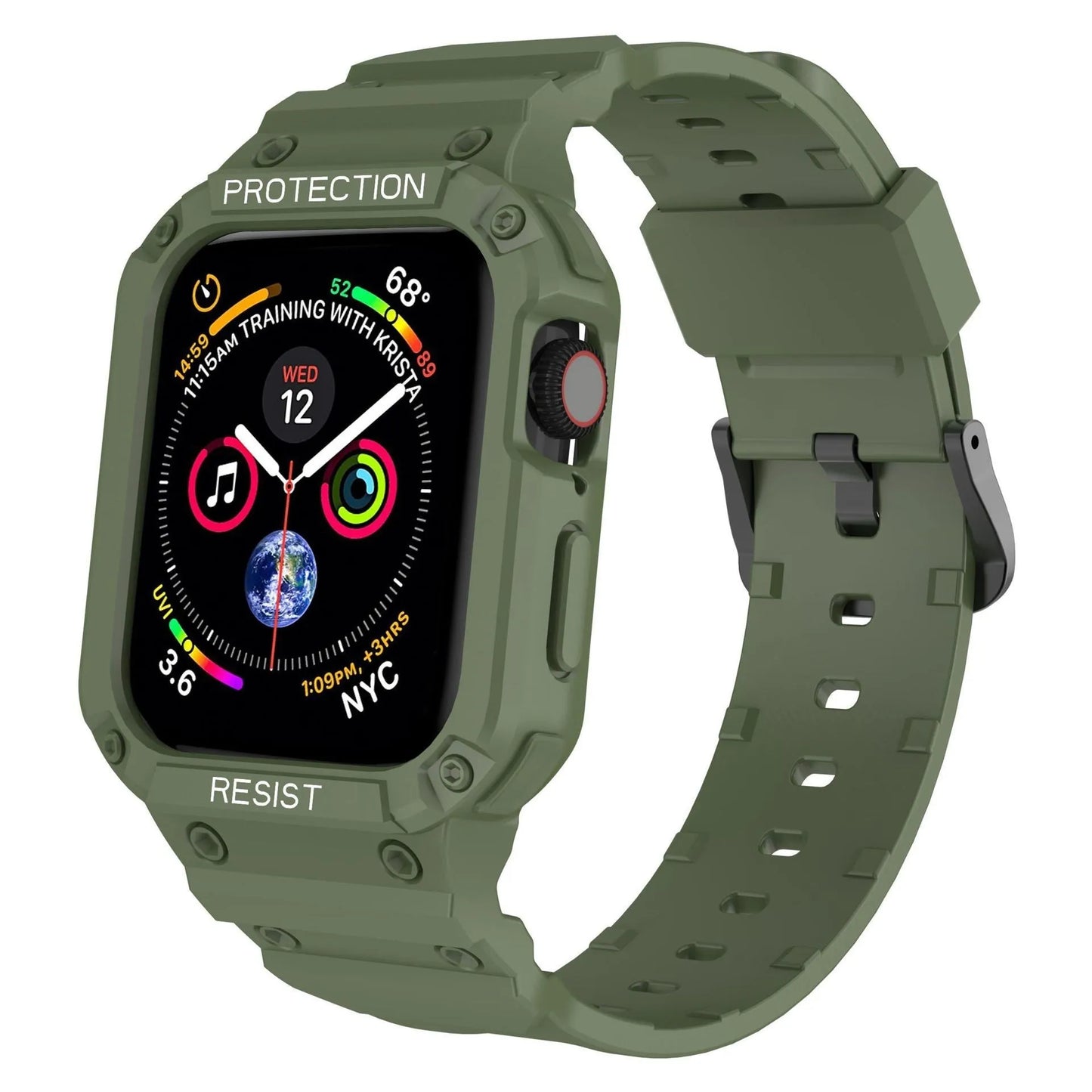 Soft TPU sports strap for Apple Watch Series 8 shown in multiple colour options