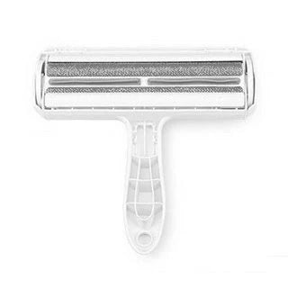 Efficient pet hair remover tool in red and blue for furniture and carpets