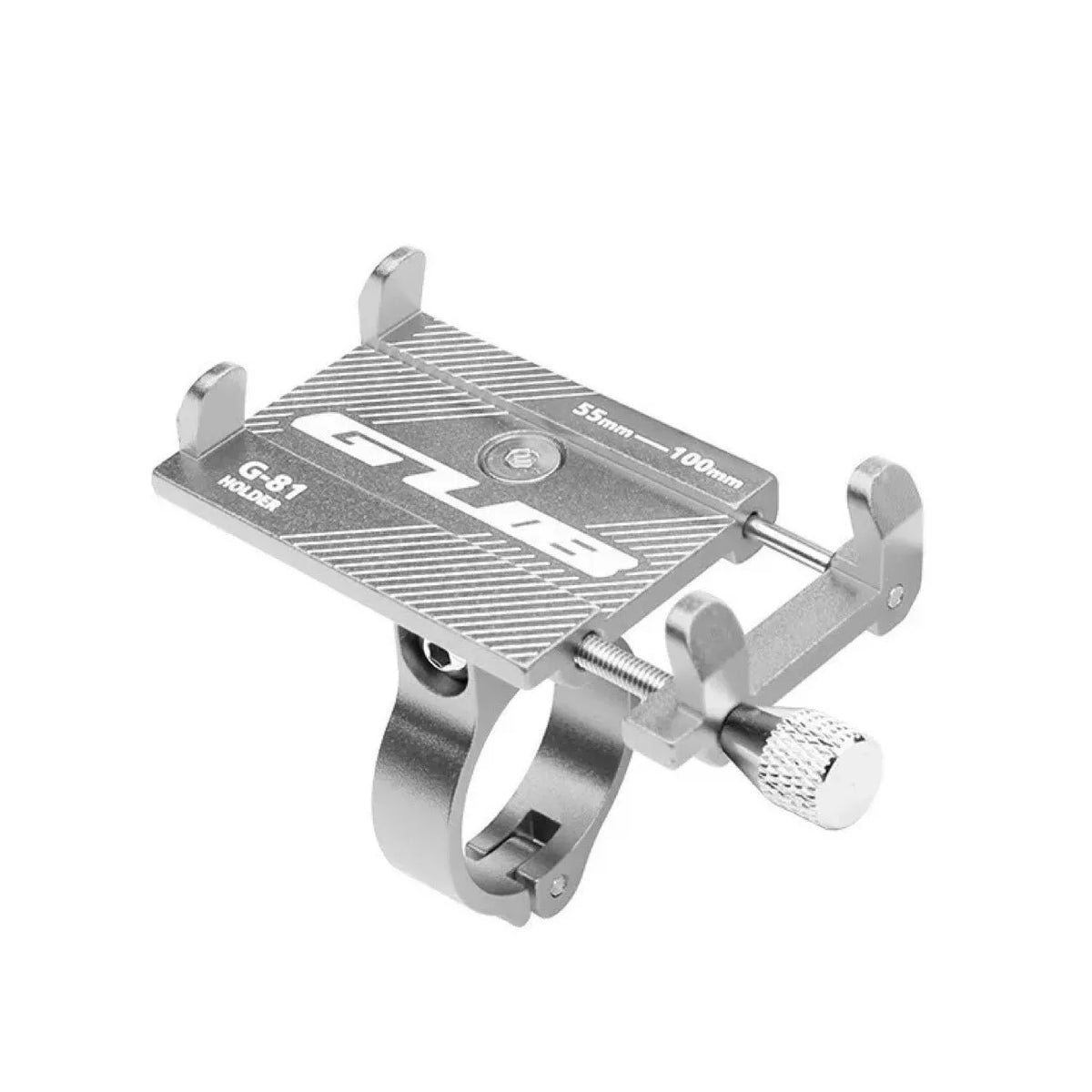 Aluminium bicycle phone holder with 360-degree rotation mounted on handlebars