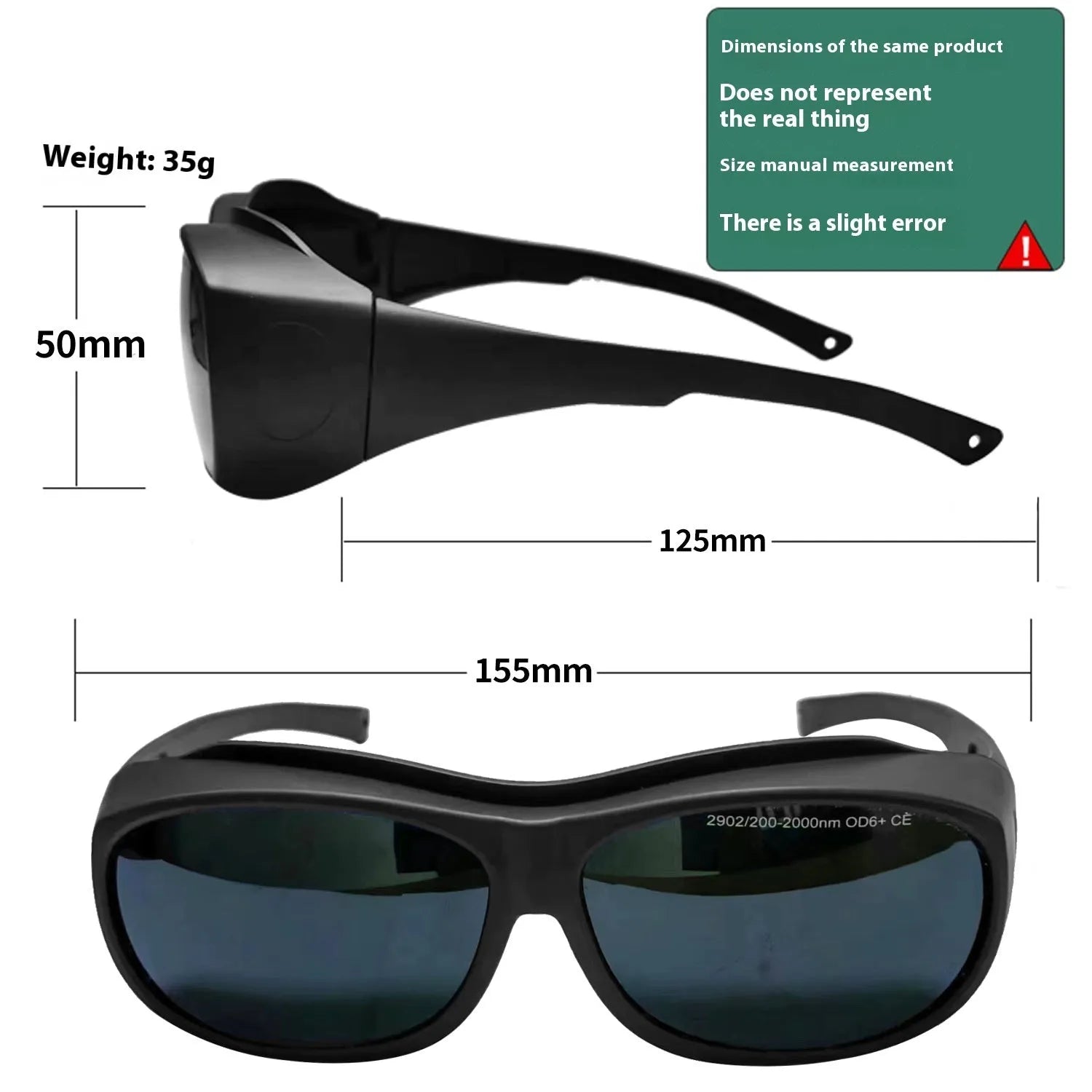 Photon skin rejuvenation laser protection goggles with polycarbonate lenses for 200-2000nm wavelength coverage