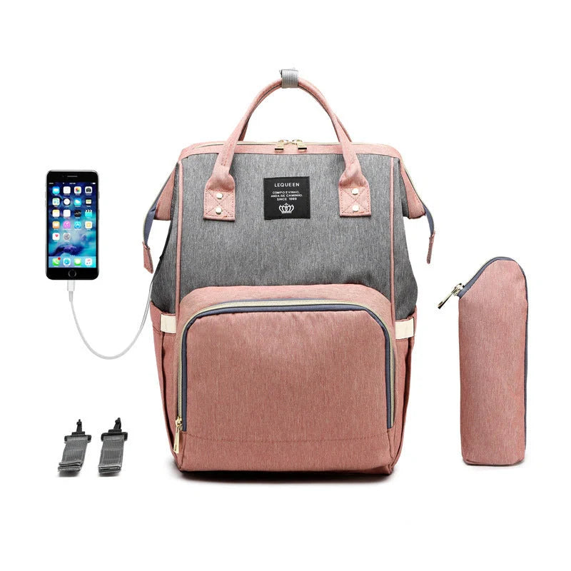 LEQUEEN Stylish Large Capacity Mummy Bag in various colors and styles, perfect for parents on the go.