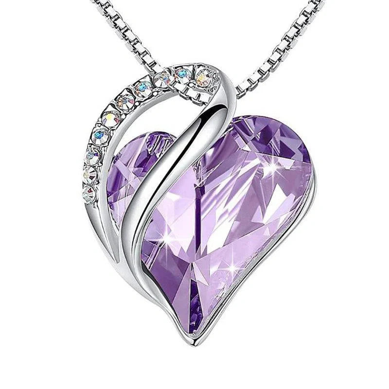925 silver heart-shaped geometric necklace for women, available in multiple colours