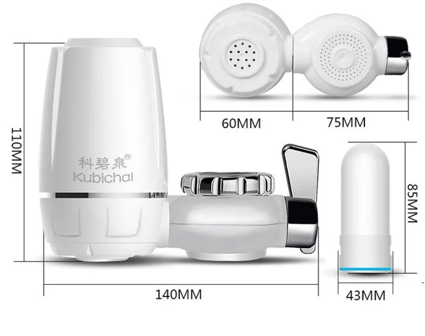White kitchen faucet water filter with ceramic cartridge and universal tap adapter