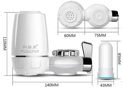 White kitchen faucet water filter with ceramic cartridge and universal tap adapter