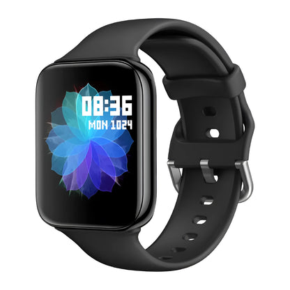 Smart bracelet with touch screen on a silicone wrist strap, showing Bluetooth call and blood pressure display.